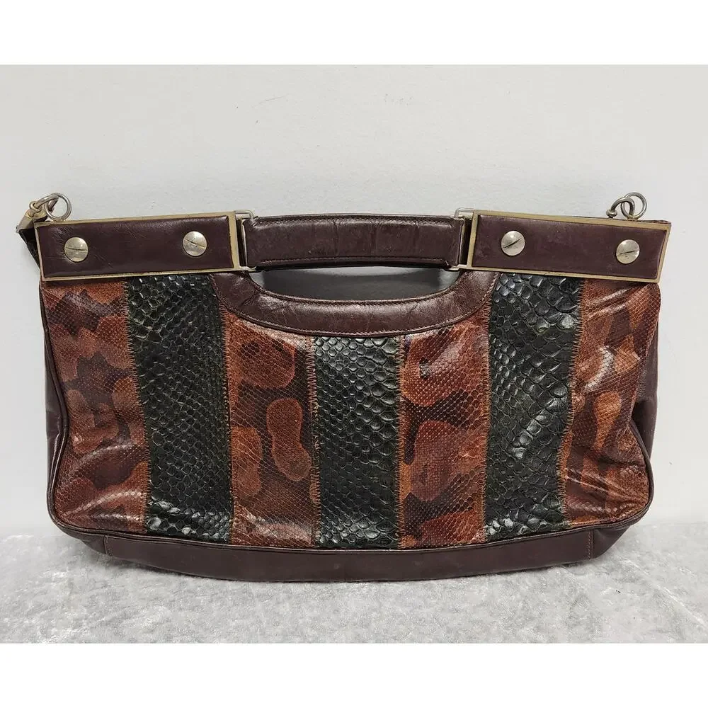 Vintage Geometric Snakeskin Leather Purse